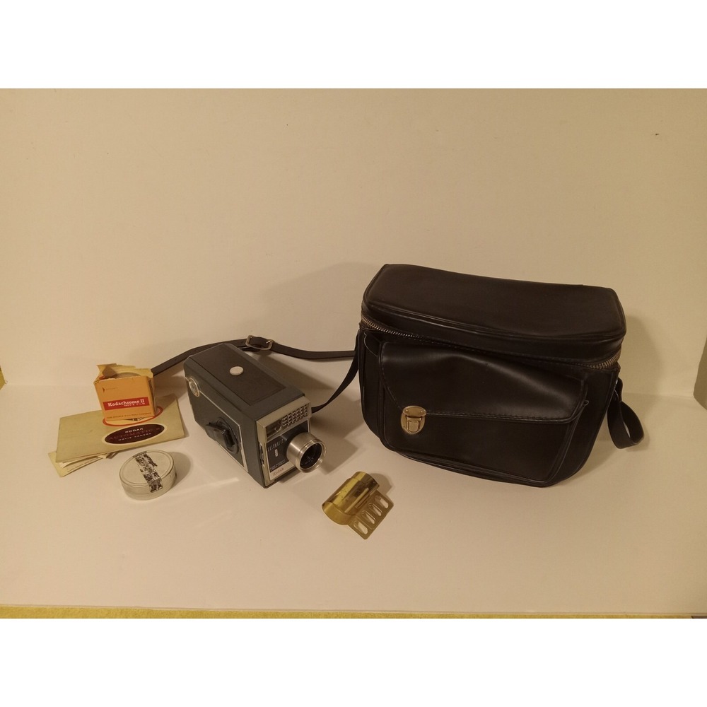 Used Vintage‎ Kodak Automatic 8 Movie Camera with manual film and carrying case.